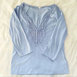 J. Crew Lace Placket Tee in Sky Blue​